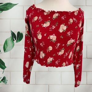Hollister Floral Off the Shoulder Smocked Top L